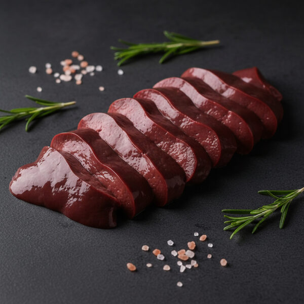 Foie d’agneau coupé en tranches moyennes