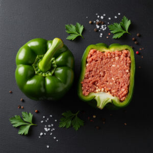 Poivron vert farci au veau tandouri