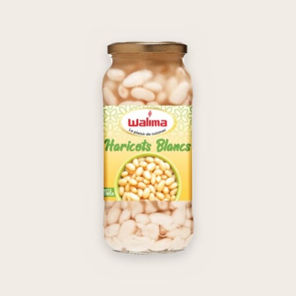 Haricots blancs trempés en verre 540 g