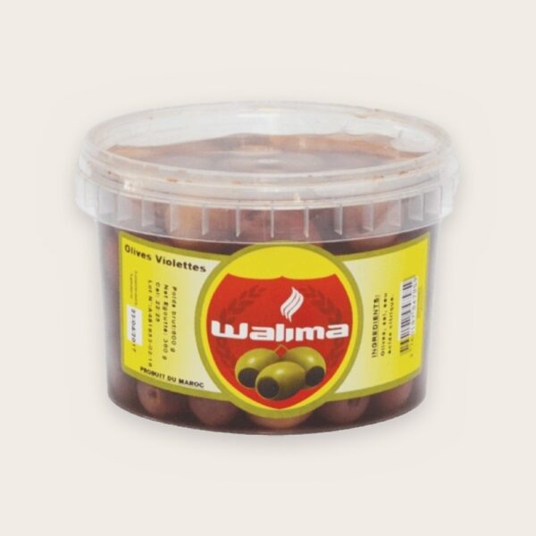 Olives violettes dénoyautées, boîte plastique 350 g