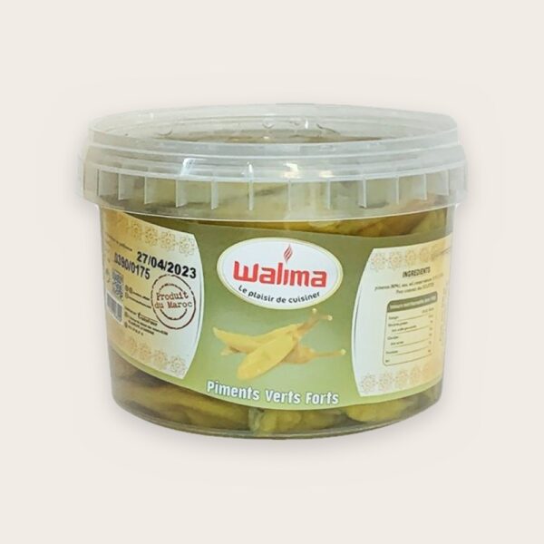 Piments verts forts, boîte plastique 600 g